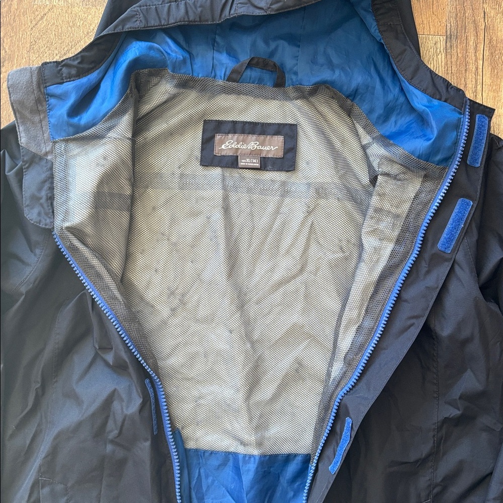 Eddie Bauer Kids Navy Blue Rain Jacket Windbreaker size XL 14 - Picture 5 of 8